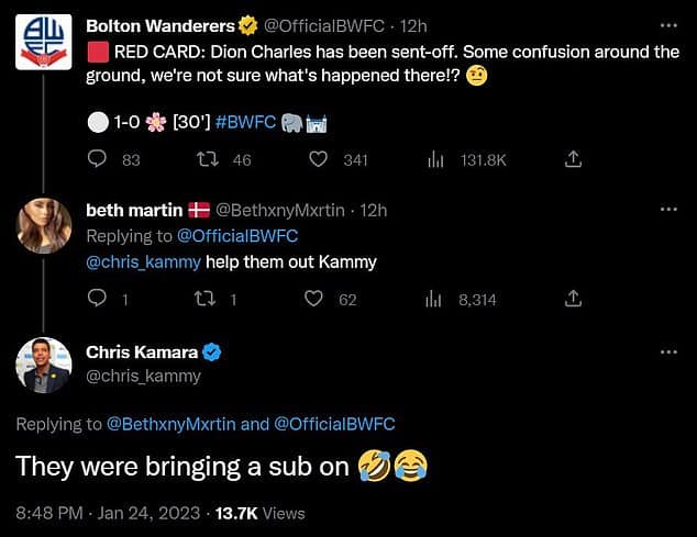 Le légendaire commentateur de Sky Sports, Chris Kamara, a vu le côté amusant des choses sur Twitter